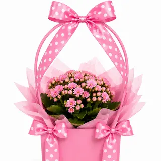 Kalanchoe różowe w koszyczku