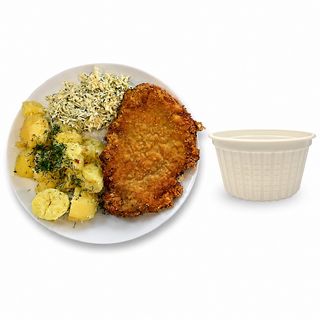 Zupa+ Kotlet schabowy, ziemniaki lub frytki, surówka