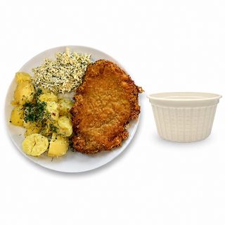 Zupa+ Kotlet drobiowy ziemniaki lub frytki, surówka