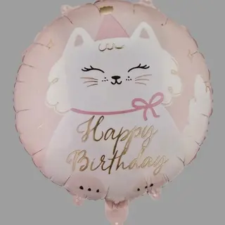 Balon z kotem Happy birthday