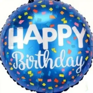 Balon urodzinowy Happy Birthday niebieski