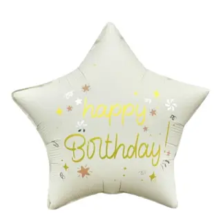 Balon napełniony helem Gwiazka kremowa HAPPY BIRTHDAY