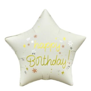 Balon napełniony helem Gwiazka kremowa HAPPY BIRTHDAY