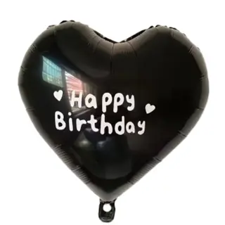 Balon czerne serce HAPPY BIRTHDAY