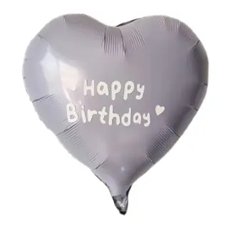 Balon szare serce z napisem HAPPY BIRTHDAY