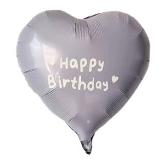 Balon szare serce z napisem HAPPY BIRTHDAY