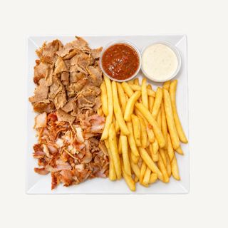 Kebab na talerzu samo mięso z frytkami XL