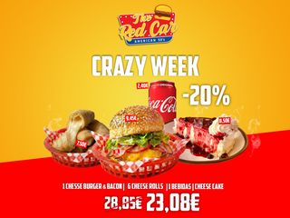 Cheesecake / CheeseBurger & Bacon / 6 CheeseRolls / 1 Bebida