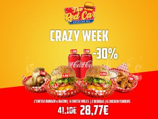 2 CheeseBurger & Bacon / 2 Bebidas / 6 CheeseRolls / 6 ChickenTender