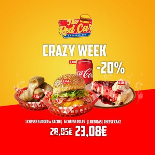 CheeseCake Frutos Vermelhos / CheeseBurger & Bacon / 6 CheeseRolls / 1 Bebida