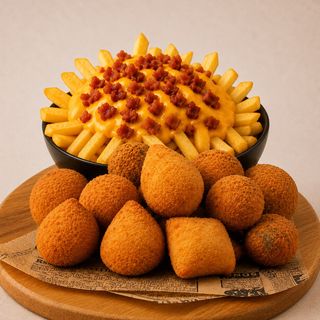 Combo 2 - 30 Salgados Miniatura Sortidos + Batata Frita com Bacon e Cheddar Media