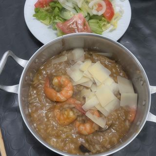 Rissotto De Espargos Cogumelos e Camarão