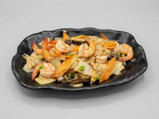 Gambas com Bambu e Cogumelos