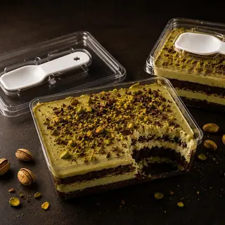 Mouse de Pistachio e Bolo de Chocolate