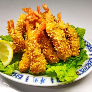 895. Gambas Fritas com Amêndoa