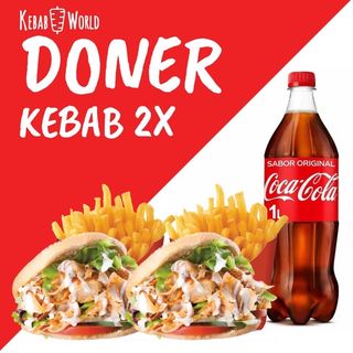 2 doner kebab + 2 batata+1lt cola