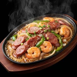 Gambas com Chouriça na Chapa