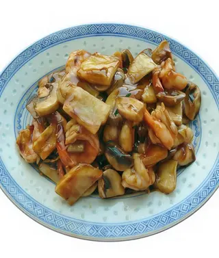 Gambas, Bambu e Cogumelos Chinês