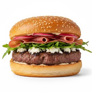 Hambúrguer Queijo de Cabra e Presunto