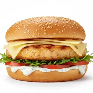 Hambúrguer Frango com Molho Iogurte