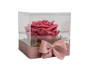 Caixa acrílico com rosa preservada