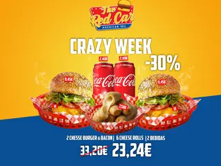 2 CheeseBurger & Bacon / 6 CheeseRolls / 2 bebidas