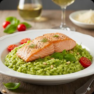 Risotto al Pesto con Salmone