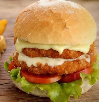 Hamburguer duplo frango panado crocante