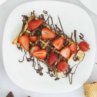 Waffle de Nutella e Morangos