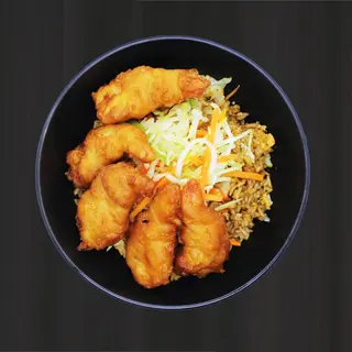 Arroz chau chau com Camarões Panado