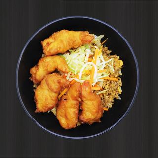 Arroz chau chau com Camarões Panado