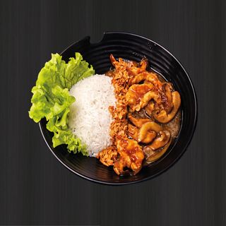 Camarão  com cogumelos  shiitake