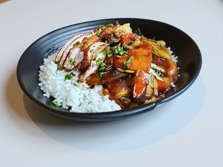 Camarão  com cogumelos  shiitake