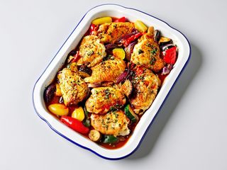 Frango assado no forno meia dose