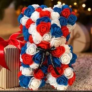 Urso de Rosas VERMELHO;BRANCO;AZUL