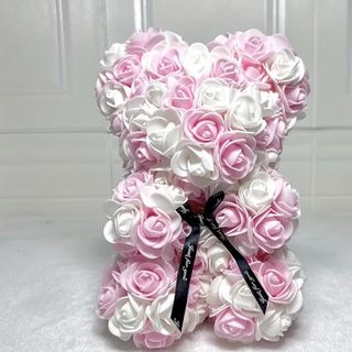 Urso de Rosas ROSA Pálido/BRANCO