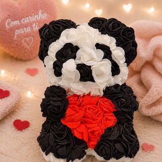 Urso de Rosas Panda Coração