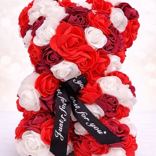 Urso de Rosas Vermelho , Branco , Preto