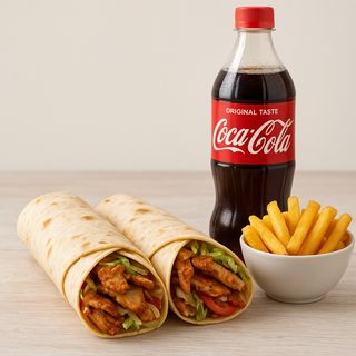 2 Durum kebab Cum 1 Batata e Coca cola 1LT
