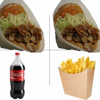 2 donner kebab Cum 1 Batata e coca cola 1LT