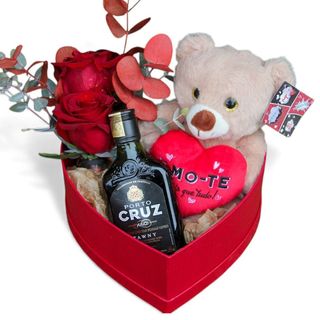Box do Amor (Rosas, Vinho e Peluche)