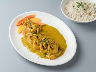 Caril de camerão de Madagáscar com frutas - Shrimp curry with fruits