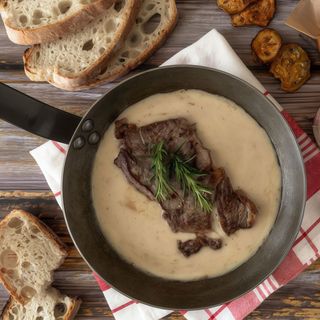 Bife Frito à Cerveja + Sopa 