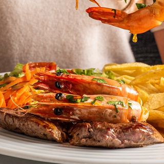 Bife Frito c/ Gambão + Sopa + Sobremesa