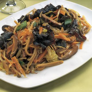 Vaca com bambu ou cogumelos chineses