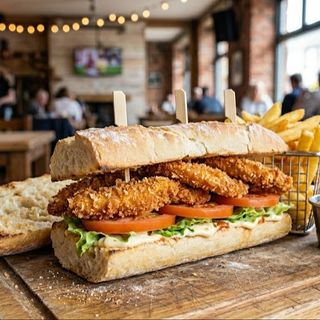 Baguete com panado de frango