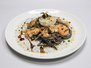 Linguine Nero Al Gambero, Pomodoro Secchi e Burrata