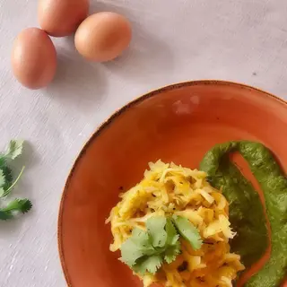 Bacalhau à Brás à Origem (s/ fritos) c/ Esparregado natural (a partir das 12h00)