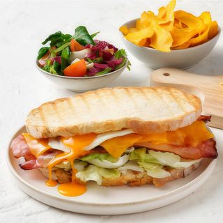 Tosta Bacon, Cheddar e Ovo Estrelado