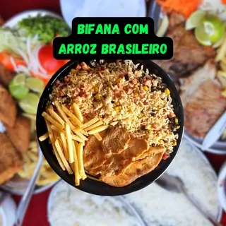 Bifana com Arroz Brasileiro